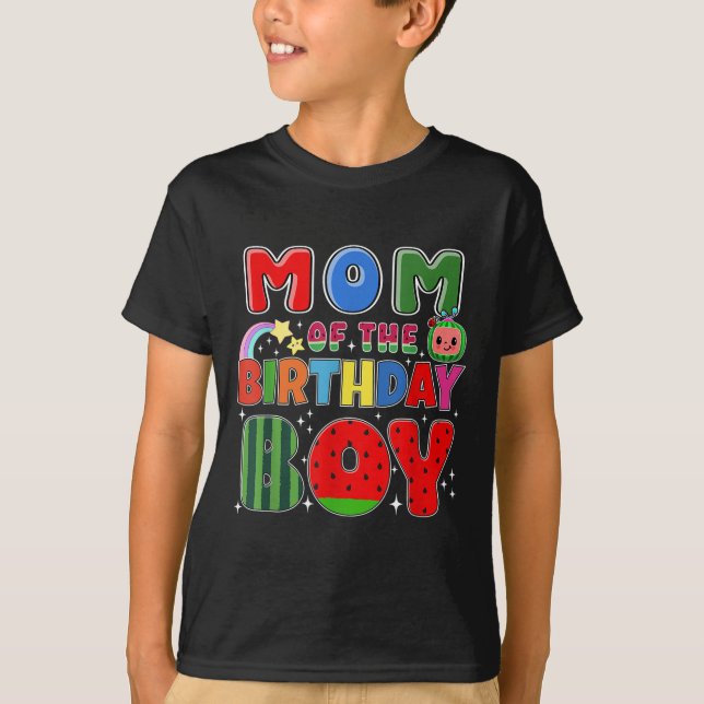 Camiseta Mom Of The Birthday Boy Melon Family Matching Funn (Anverso)