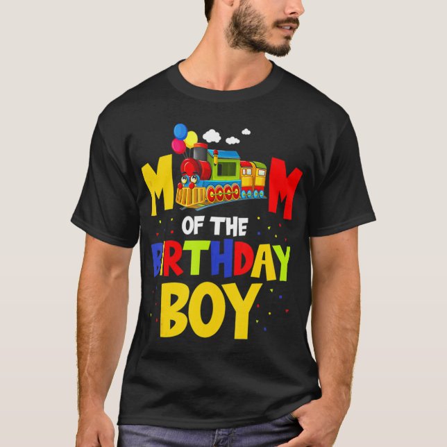 Camiseta Mom Of The Birthday Boy Train  For Mommy Mama Moth (Anverso)