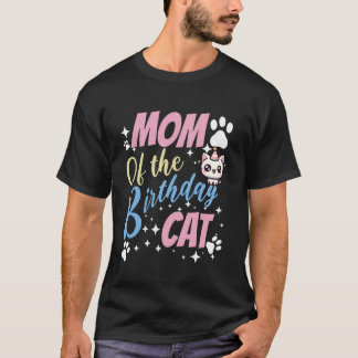 Camiseta Mom of the Birthday Cat Cute Kawaii