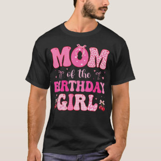 Camiseta Mom Of The Birthday Girl Coquette Bow Cherry Birth