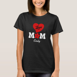 Camiseta Mom Personalized name cute red heart T-Shirt