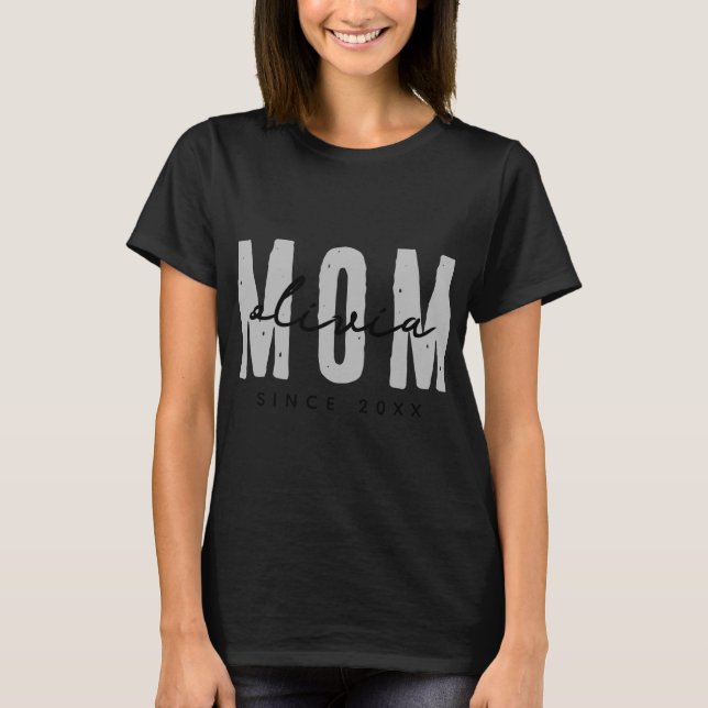 Camiseta Mom Since 20xx Modern Simple Preppy T Shirt  (Anverso)