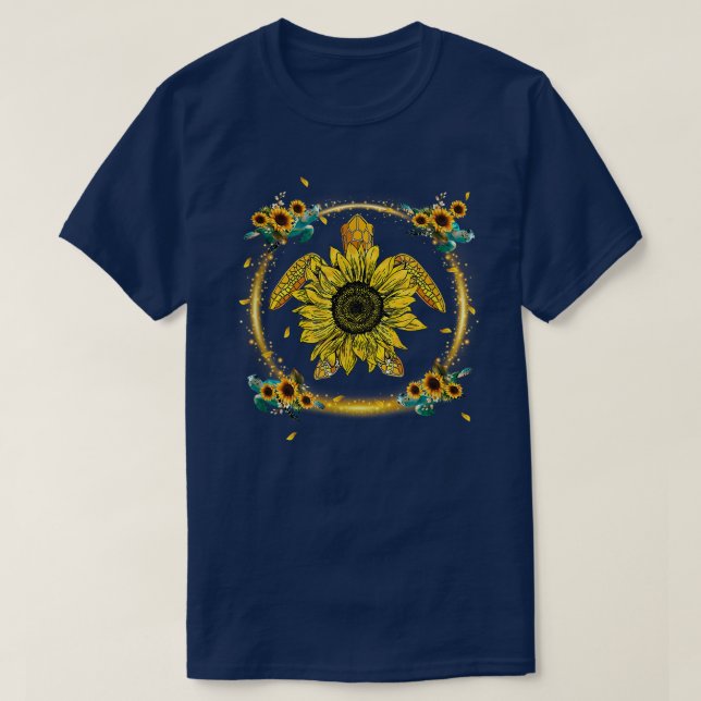 Camiseta Mom Sunflower Turtle Personalized Grandma Mom  (Diseño del anverso)