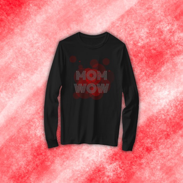 Camiseta MOM WOW gris sobre rojo | (Subido por el creador)