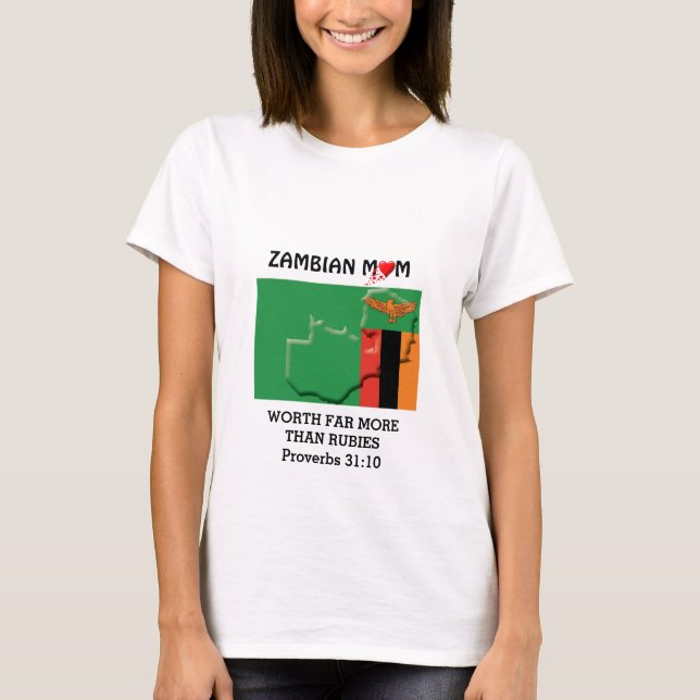 Camiseta MOM ZAMBIANA VALE Más Que Rúbilos PROVERBS 31 (Anverso)