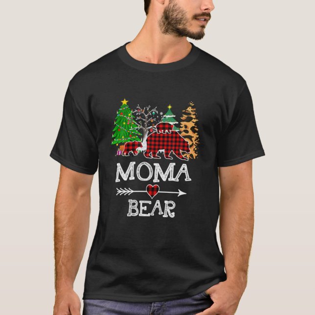 Camiseta Moma Bear , Red Buffalo Plaid Moma Bear Pajama (Anverso)