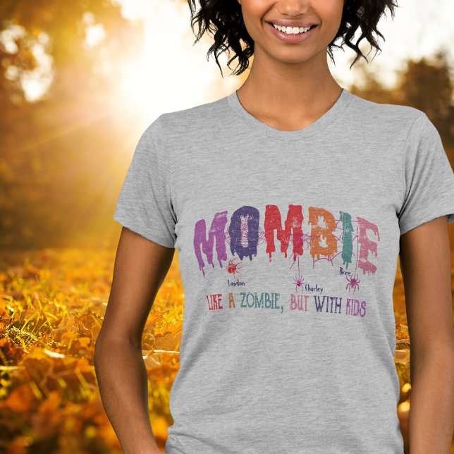 Camiseta Mombie Zombie Con Niños Mujeres (Mombie Zombie  Spider Kids)