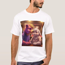 Camiseta Momento afectuoso: un oso colorido y un rabino tím