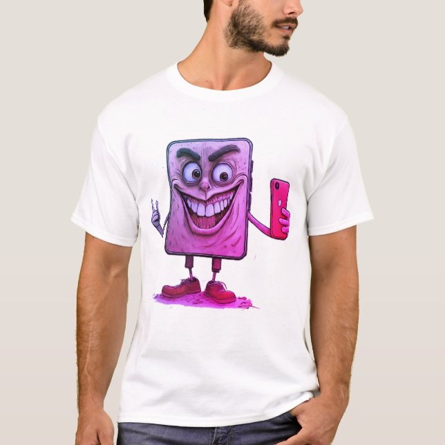 Camiseta Momento de selfie: Diseño de cara y dispositivos m (Anverso)