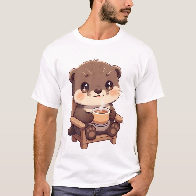Camiseta Momento de Té de Nutria Acogedor (Anverso)