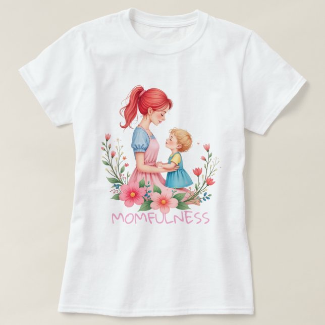 Camiseta Momfulness Watercolor Mother & Child Art (Diseño del anverso)