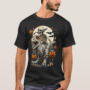 Camiseta Momia de esqueleto montando Dinosaurio T Rex Niños