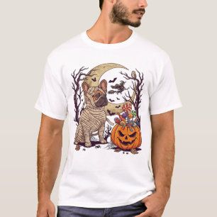 Camiseta Momia de Halloween Bulldog Francés Calabaza Carame