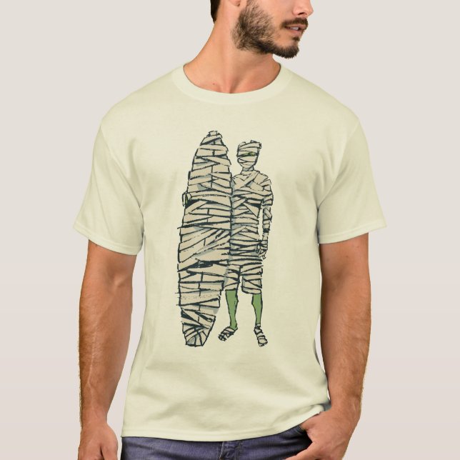 Camiseta Momia de Halloween que practica surf (Anverso)