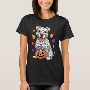 Camiseta Momia Divertida Pitbull Perro Otoño Calabaza Tempo