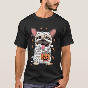 Camiseta Momia Divertida Pug Otoño Calabaza Temporada Espel