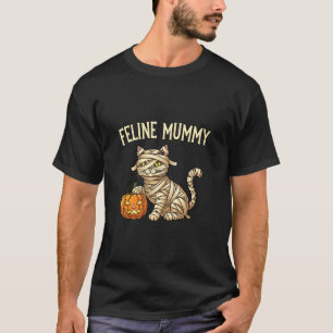 Camiseta Momia Felina Divertida Amante del Gato de Hallowee