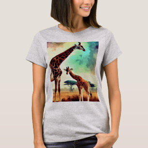 Camiseta Momia Pintada Y Jirafa Bebé,