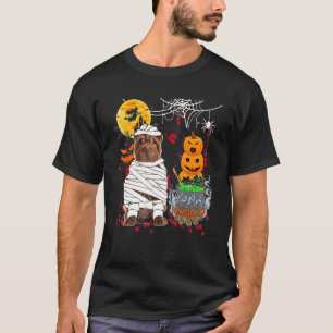 Camiseta Momia Shar Pei Perro Halloween Perro Calabazas Esp
