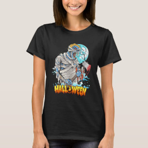 Camiseta Momia sosteniendo un hacha espantosa y de terror d