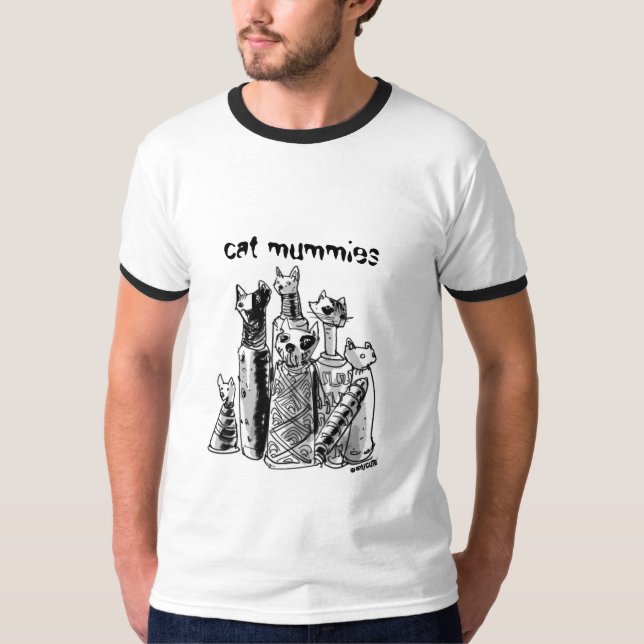 Camiseta momias de gato con texto (Anverso)