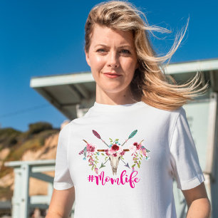 Camiseta MomLife - Floral Longhorn