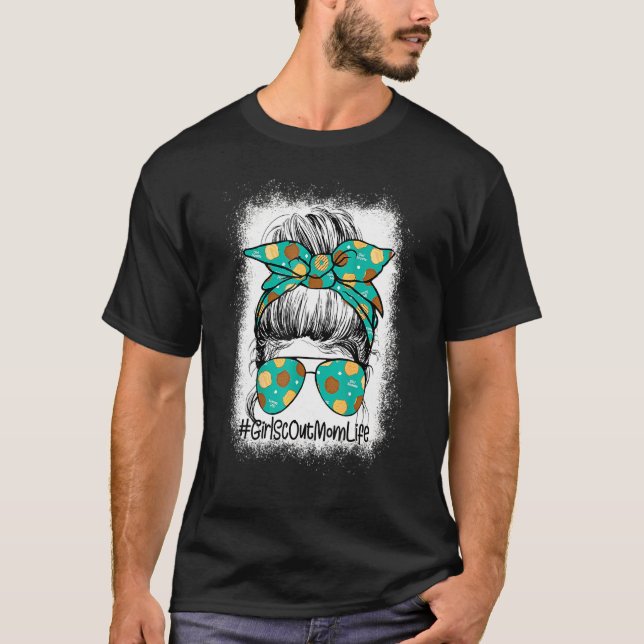 Camiseta Momlife Messy Bun Scout Para Chicas Galletas Mamá (Anverso)