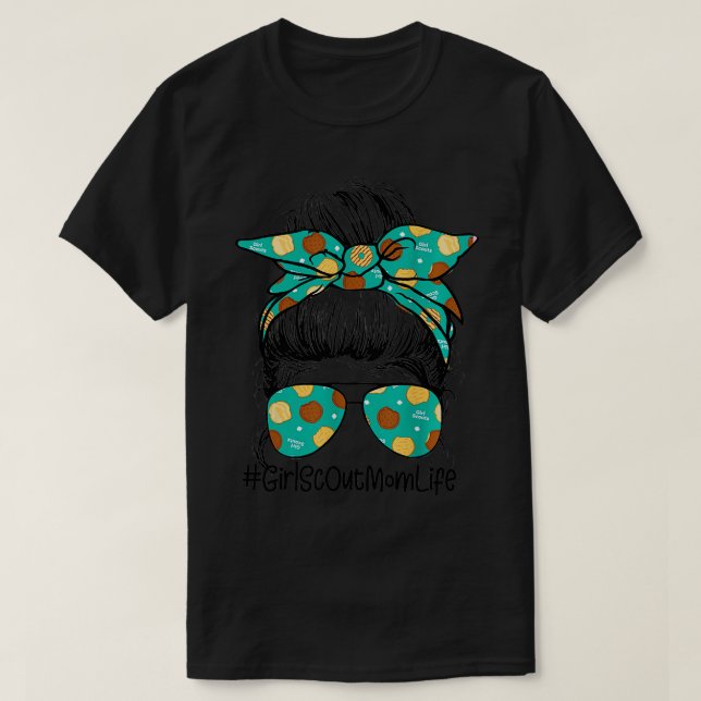 Camiseta Momlife Messy Bun Scout Para Los Chicas Cookie Mom (Diseño del anverso)