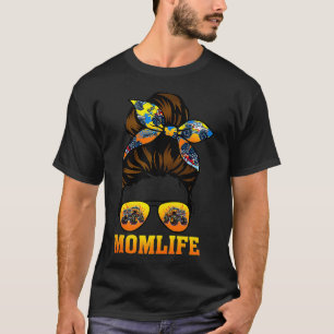 Camiseta Momlife Mom Monster Truck Amantes de Messy Bun