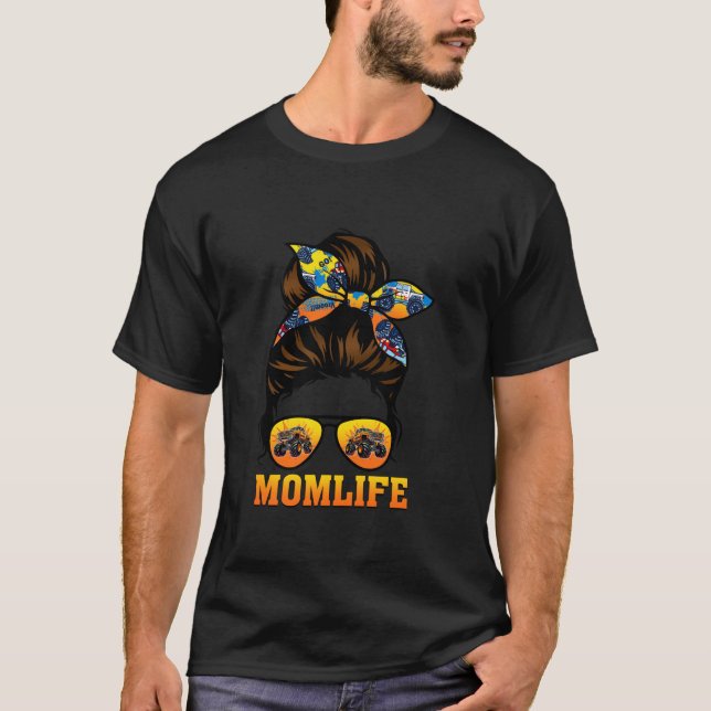 Camiseta Momlife Mom Monster Truck Amantes de Messy Bun L (Anverso)