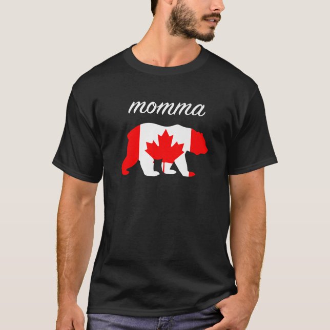 Camiseta Momma Bear Canada Flag Roots canadienses (Anverso)