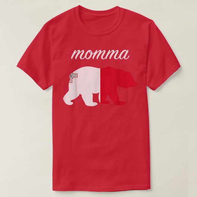Camiseta Momma Bear Malta Flag Maltese Roots  (Diseño del anverso)