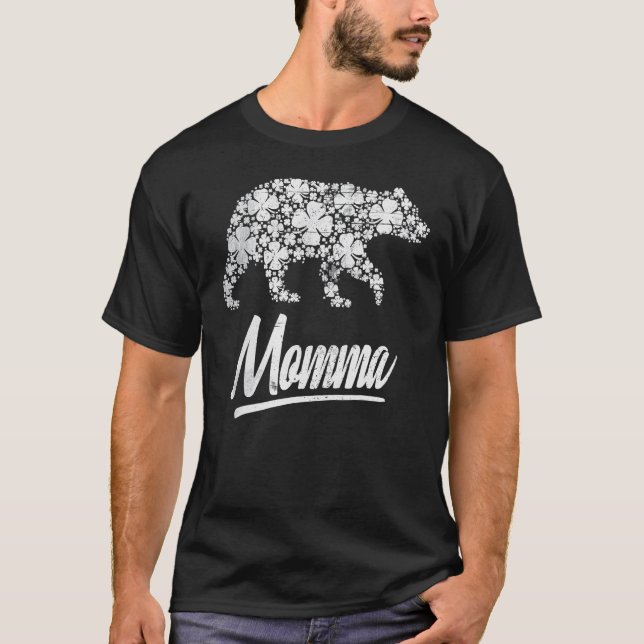 Camiseta Momma Bear Shamrock St Patricks Day Lucky Irish F (Anverso)