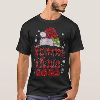 Camiseta Momma Claus Christmas Santa Hat Buffalo Matching F