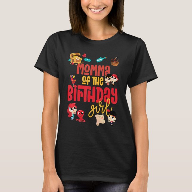 Camiseta Momma Cumpleaños Chica Pirata Fiesta de Cumpleaños (Anverso)
