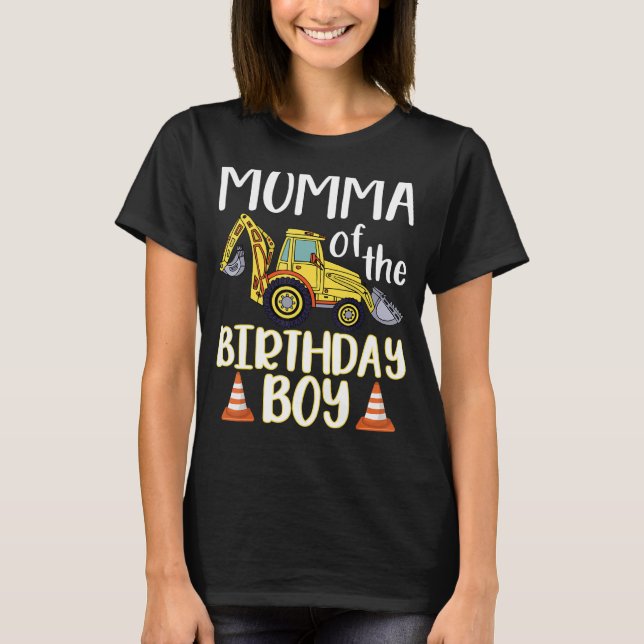 Camiseta Momma del cumpleaños del constructo de la excavado (Anverso)