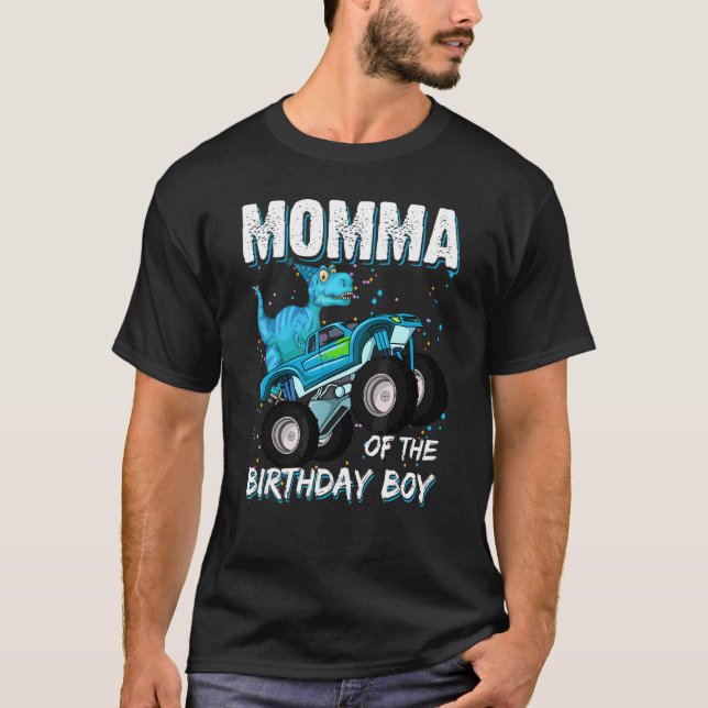 Camiseta Momma Del Niño De Cumpleaños Trex Dinosaur Monster (Anverso)