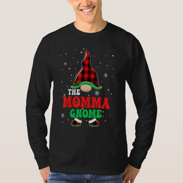 Camiseta Momma Gnome Buffalo Plaid Matching Family Christma (Anverso)