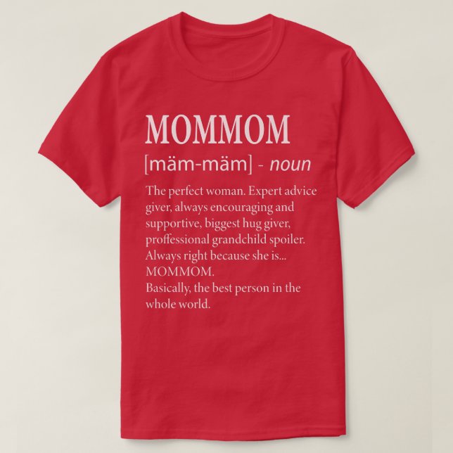 Camiseta Mommom Definition  Funny Grandma  (Diseño del anverso)