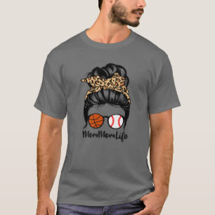 Camiseta Mommom Life Messy Bun Hair Funny Béisbol