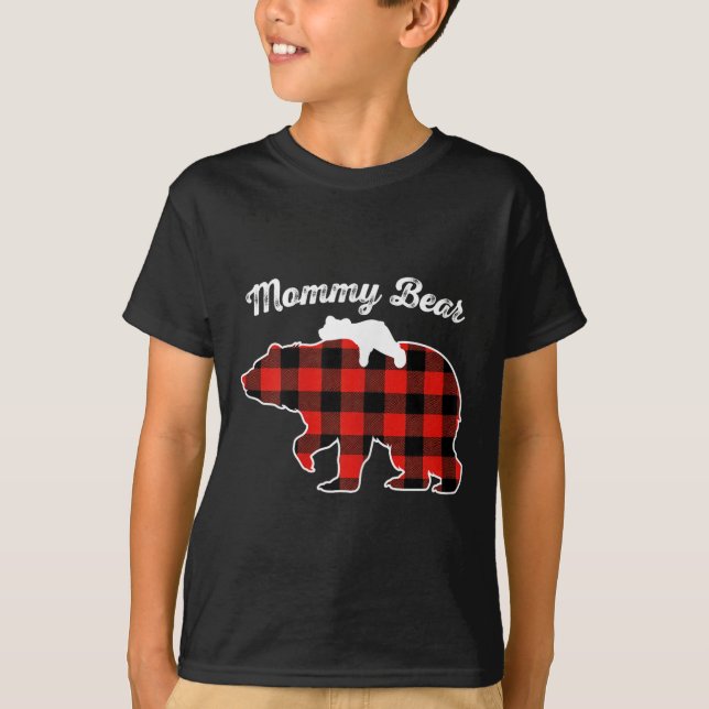Camiseta Mommy Bear Flannel Red Plaid Pajama Family Matchin (Anverso)