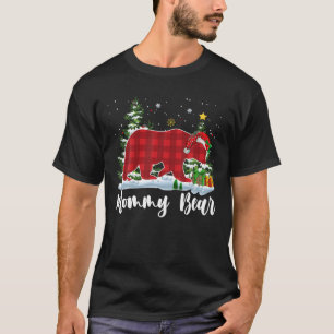 Camiseta MOMMY BEAR Women Red Plaid Navidades Pajama Mom T