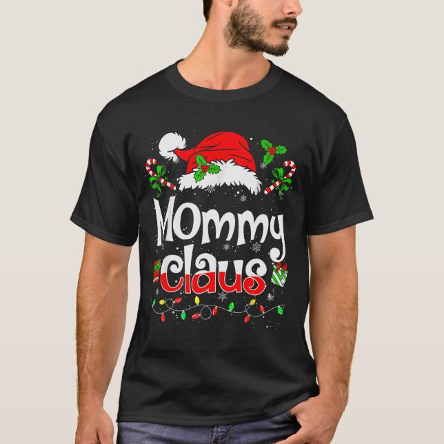 Camiseta Mommy Claus Shirt Christmas Lights Pajama Family M (Anverso)