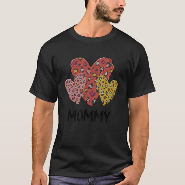 Camiseta Mommy Hearts Leopard Plaid Vlentines Day Boys Girl (Anverso)