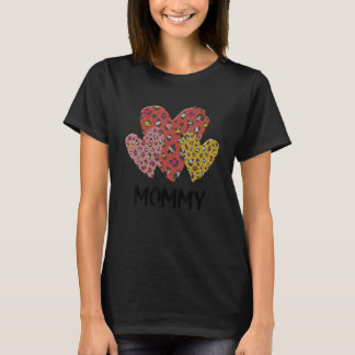 Camiseta Mommy Hearts Leopard Plaid Vlentines Day Boys Girl