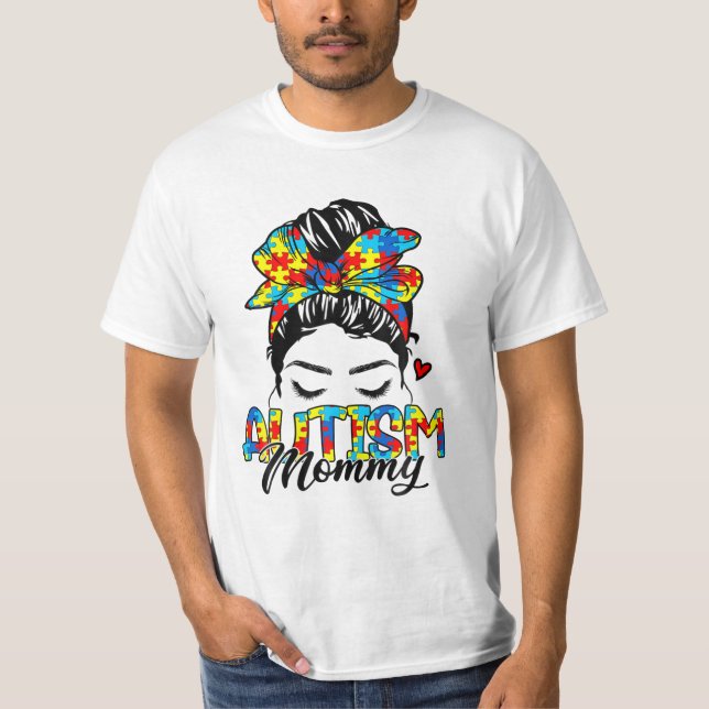 Camiseta Mommy Messy Bun Autism (Anverso)