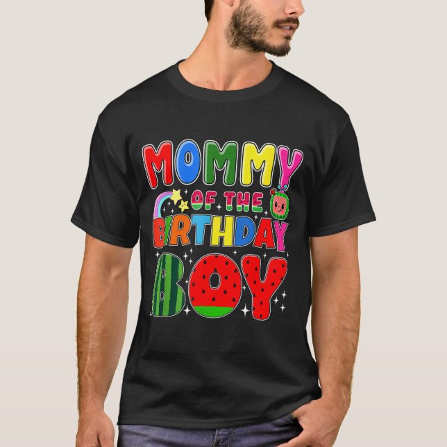 Camiseta Mommy Of The Birthday Boy Melon Family Matching Fu (Anverso)