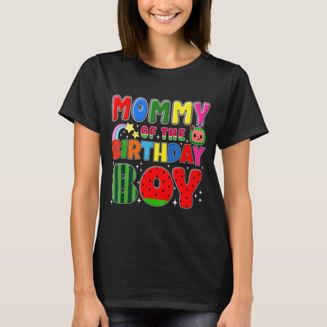 Camiseta Mommy Of The Birthday Boy Melon Family Matching Fu (Anverso)