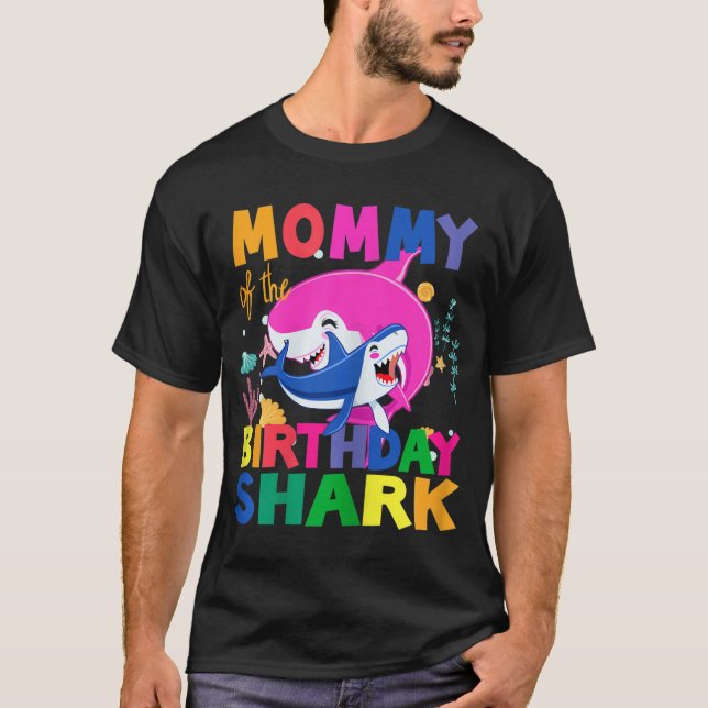 Camiseta Mommy of the Birthday Shark birthday (Anverso)