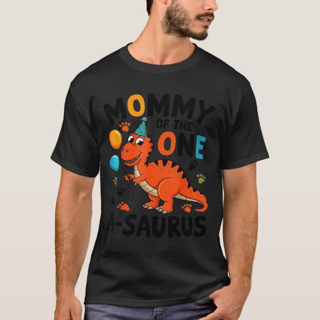 Camiseta Mommy Of The One-a-saurus 2nd Birthday Dinosaur Pa (Anverso)